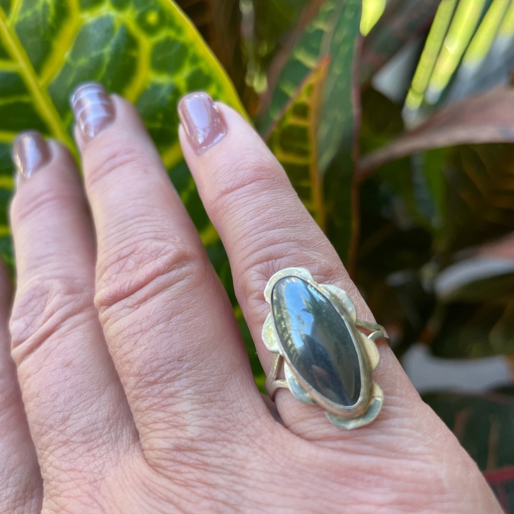 Hematite crystal stone S925 sterling silver ring - Picture 11 of 16